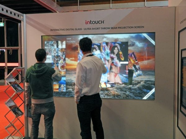 6 point multi touch Interactive Digital Glass rear projection screen